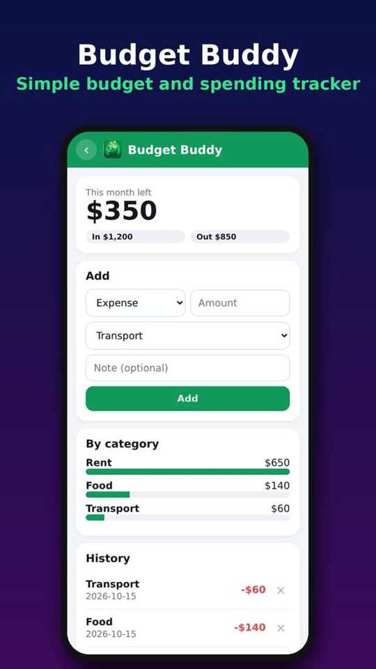 Budget Buddy preview