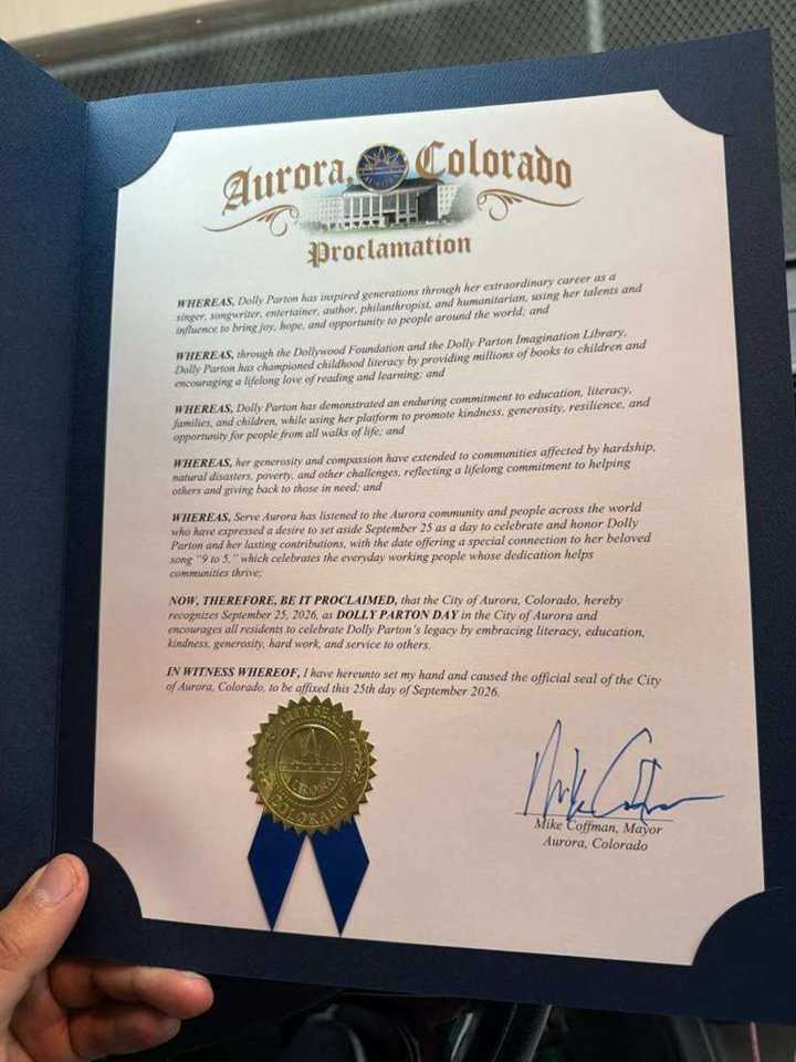 Dolly Parton Day proclamation folder
