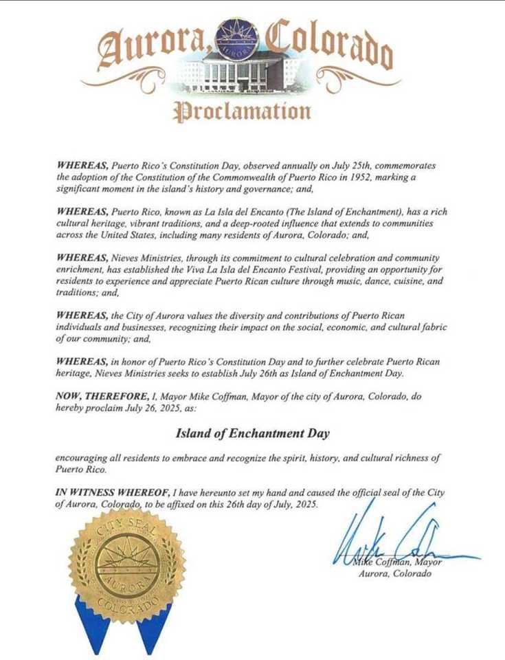 City of Aurora Island of Enchantment Day 2025