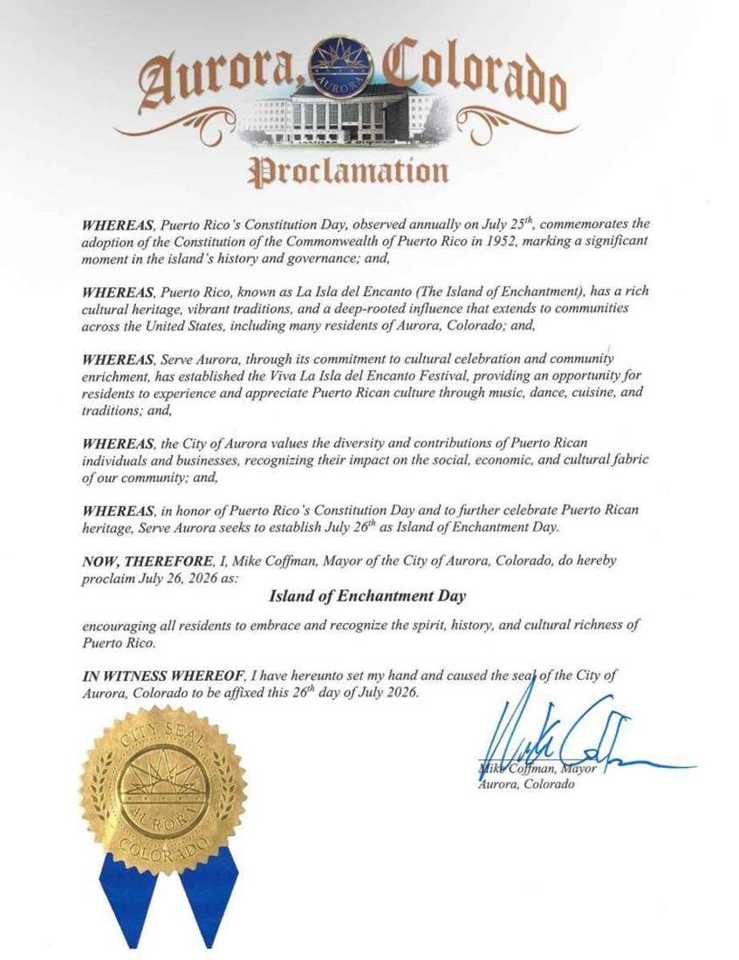 City of Aurora Island of Enchantment Day 2026